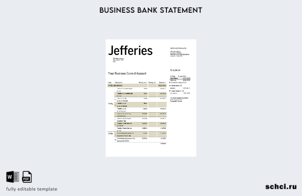 цифровая загрузка выписки по текущему счету компании Jefferies Bank Шаблон в фор
